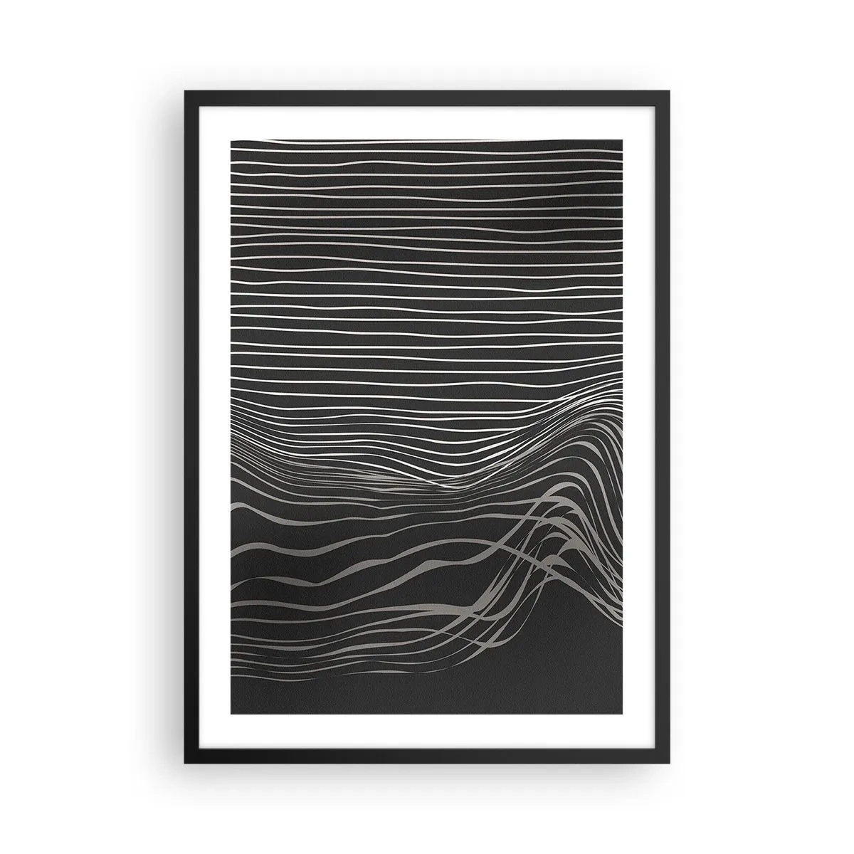 Poster in einem schwarzem Rahmen - Abstrakte Komposition mit Linien auf schwarzem Hintergrund - 50x70cm - Rhythmus und Akzent - Moderne Wanddekoration für Wohnzimmer und Schlafzimmer ARTTOR