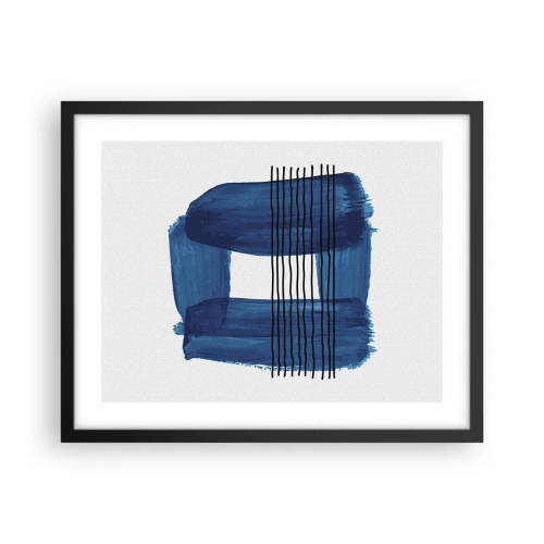 Poster in einem schwarzem Rahmen - Blaue und schwarze Komposition - 50x40 cm