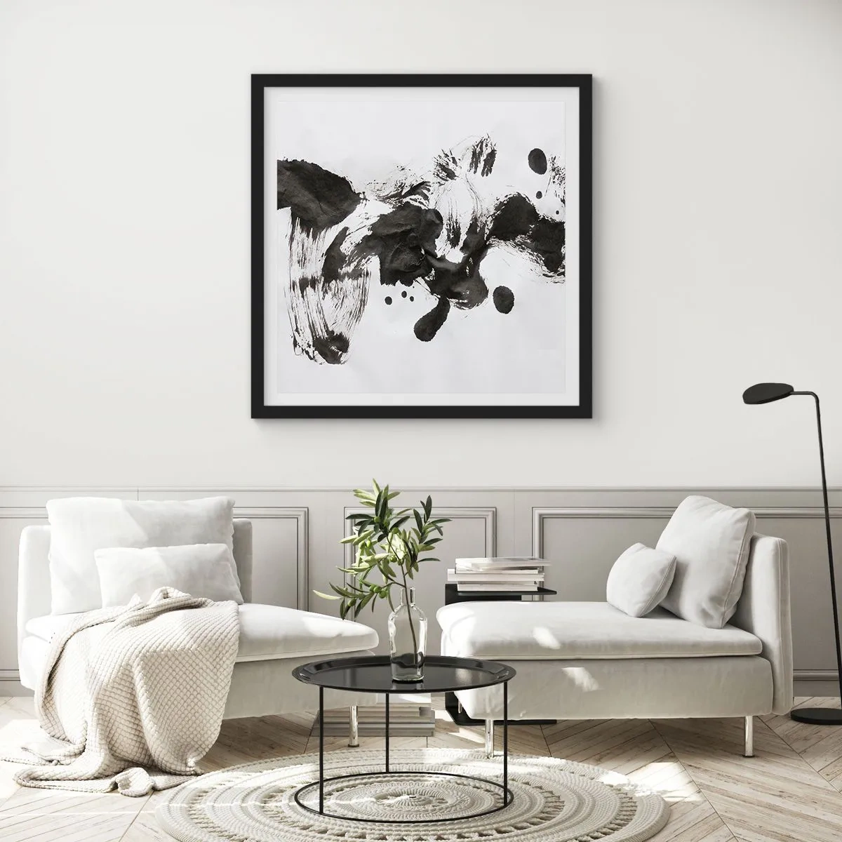 Poster in einem schwarzem Rahmen - Obwohl das Wahnsinn ist, steckt darin eine Methode? - 60x60 cm