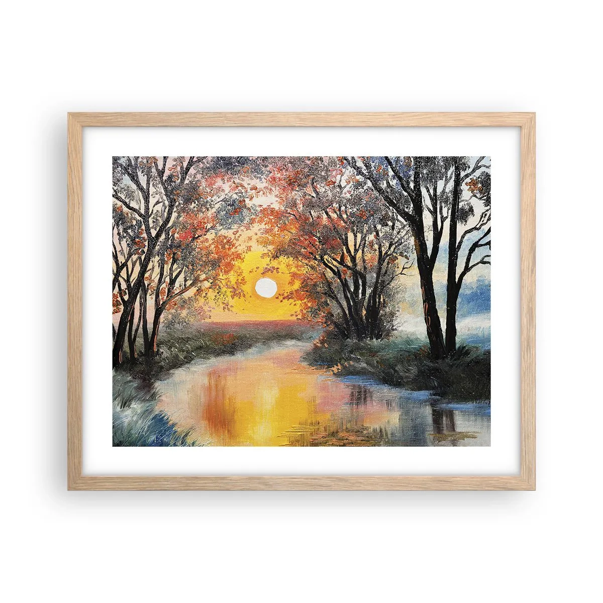 Poster in einem Rahmen aus heller Eiche - Herbststimmung - 50x40 cm