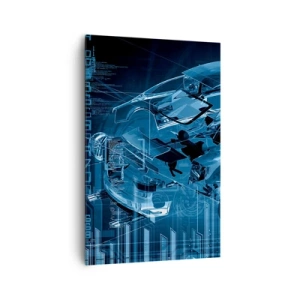 Bild auf Leinwand - Leinwandbild - Eine moderne technische Zeichnung eines Autos mit Strukturelementen - 80x120cm - Technische Anatomie - Moderne Wanddekoration für Wohnzimmer und Schlafzimmer ARTTOR