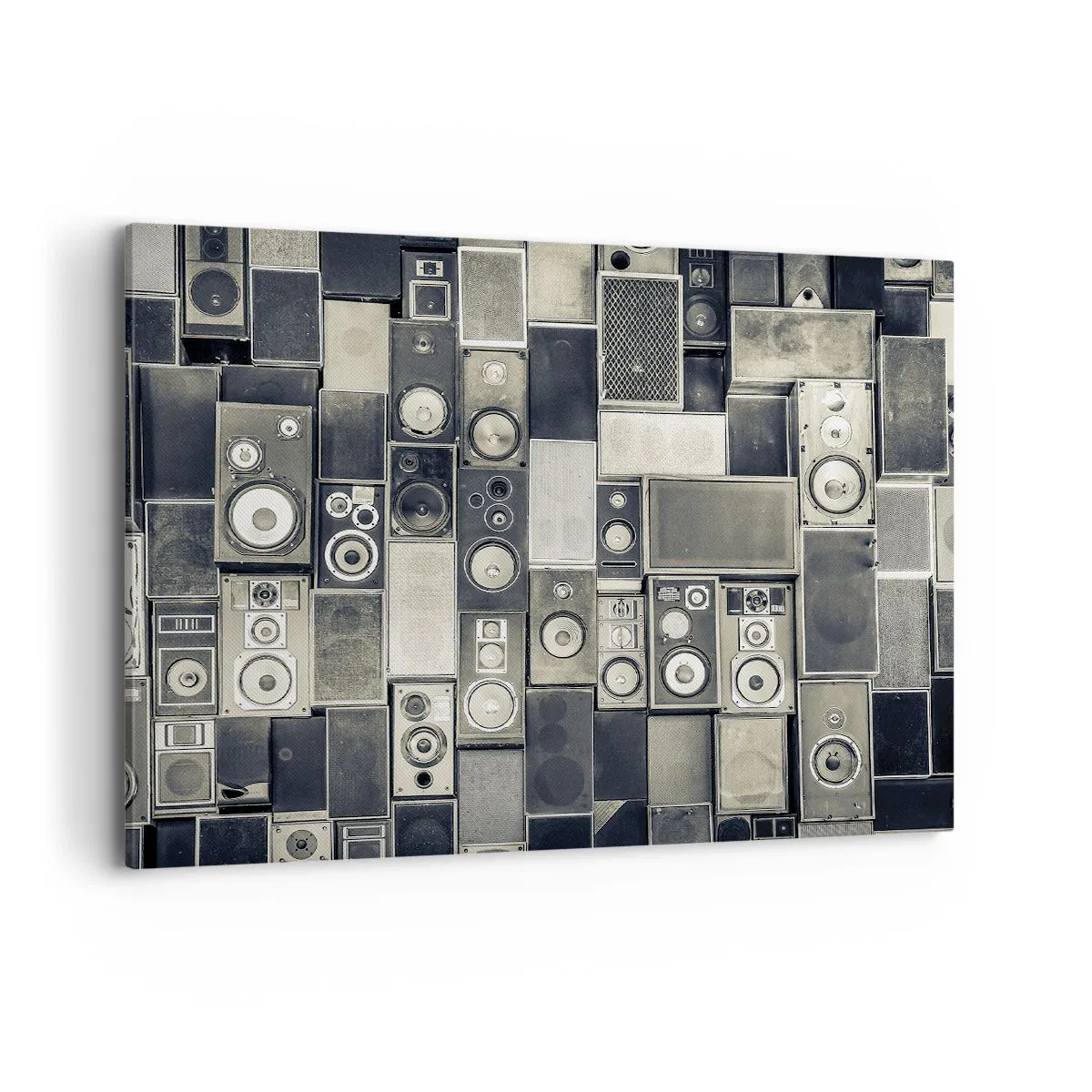 Bild auf Leinwand - Leinwandbild - Lautsprecherkollektion im Retro-Stil - 100x70cm - Und es ist alles in Ordnung - Moderne Wanddekoration für Wohnzimmer und Schlafzimmer ARTTOR