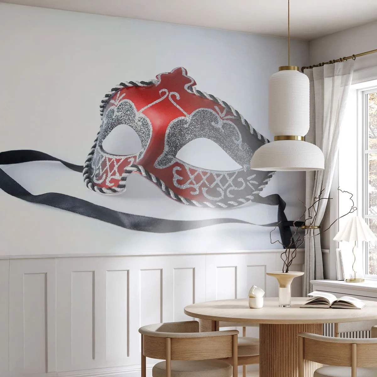 Selbstklebende Fototapete Deluxe Sticker - Einladung zum Abschlussball - Venezianische Maske, Venedig, Karneval - 350x256 cm