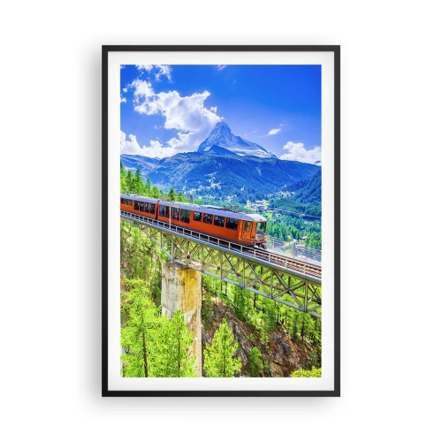 Poster in einem schwarzem Rahmen - Jetzt sind Alpen dran - 61x91 cm