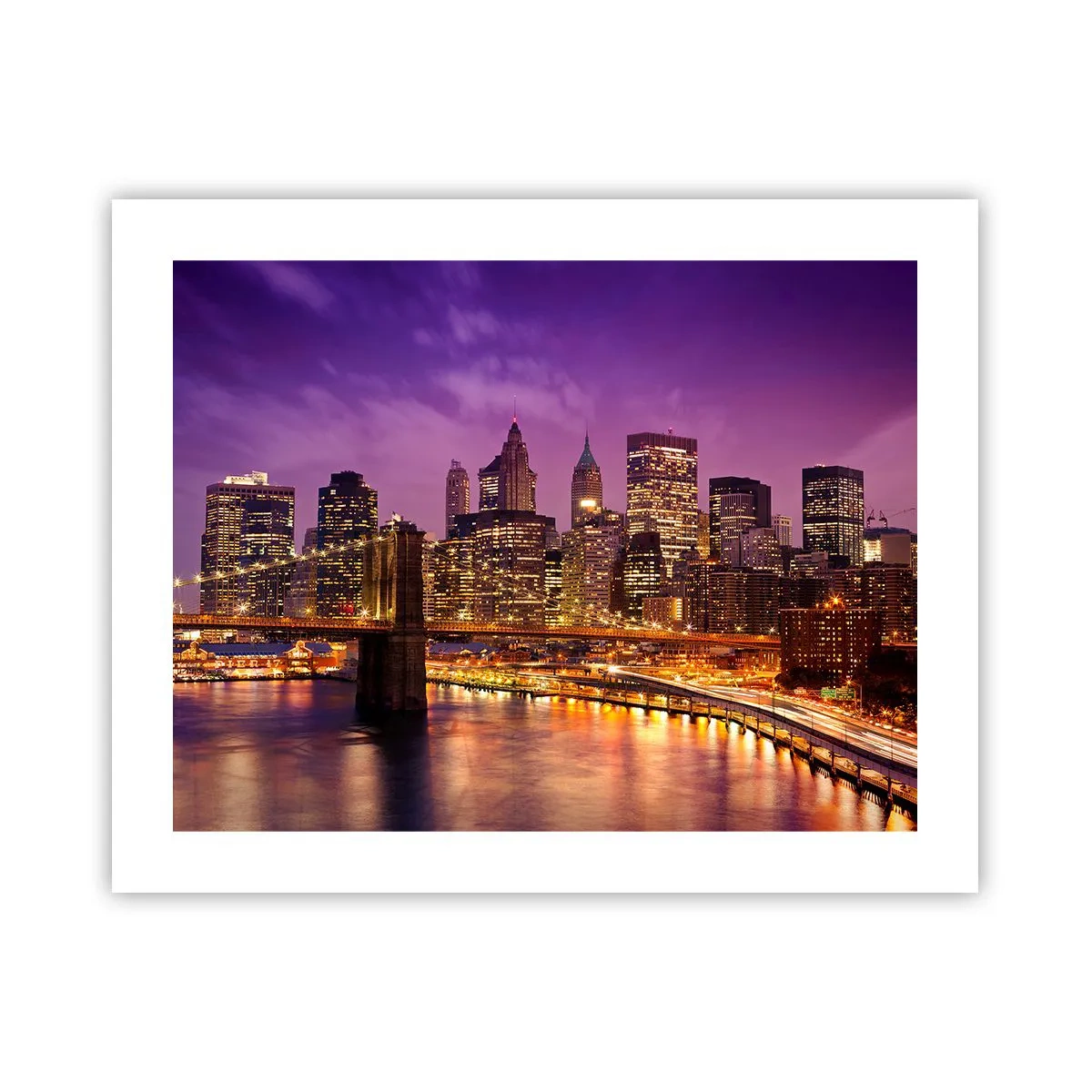 Poster - Violett-goldenes Manhathann - 50x40 cm