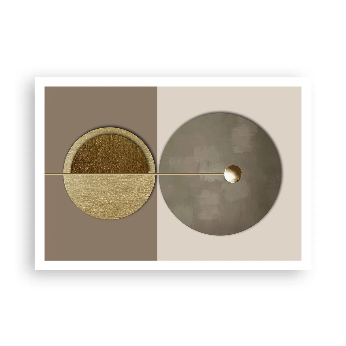 Poster - Abstrakte Kreise in Gold- und Beigetönen - 100x70cm - Perfekte Balance - Moderne Wanddekoration für Wohnzimmer und Schlafzimmer ARTTOR