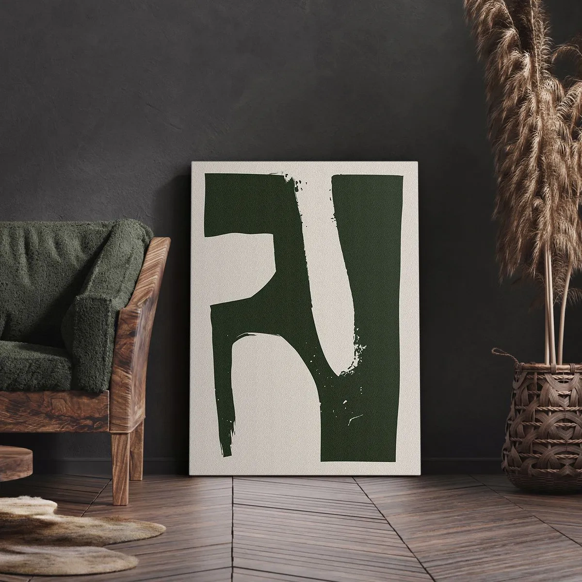 Bild auf Leinwand - Leinwandbild - Minimalistische Abstraktion in Grün auf hellem Hintergrund - 50x70cm - Weiße Buchten - Moderne Wanddekoration für Wohnzimmer und Schlafzimmer ARTTOR