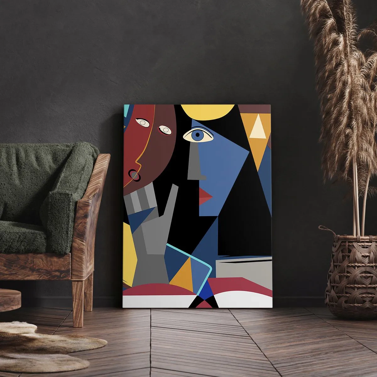 Bild auf Leinwand - Leinwandbild - Gespräch zwischen Kubisten - 55x100 cm