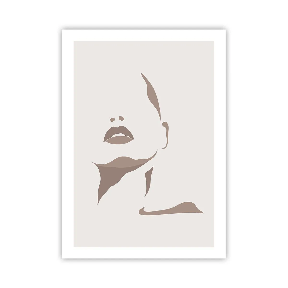 Poster - Ein minimalistisches Gesichtsporträt in Beige- und Brauntönen. - 50x70cm - Aus Licht und Schatten - Moderne Wanddekoration für Wohnzimmer und Schlafzimmer ARTTOR