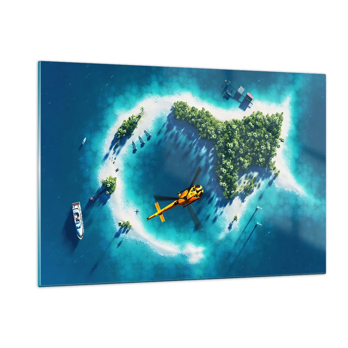 Glasbild - Bild auf glas - Kaufen Sie sich eine Insel - 120x80cm - Kauf dir eine Insel - Moderne Wanddekoration für Wohnzimmer und Schlafzimmer ARTTOR
