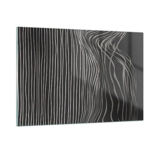 Glasbild - Bild auf glas - Zarte Linien in abstrakter Anordnung auf dunklem Hintergrund - 120x80cm - Rhythmus und Akzent - Moderne Wanddekoration für Wohnzimmer und Schlafzimmer ARTTOR