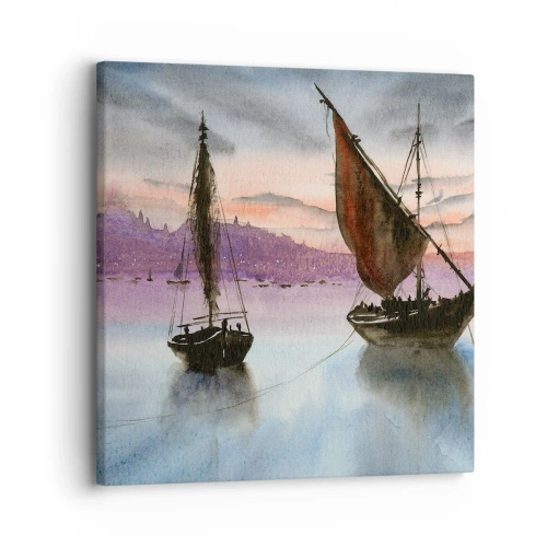 Bild auf Leinwand - Leinwandbild - Abend am Hafen - 30x30 cm