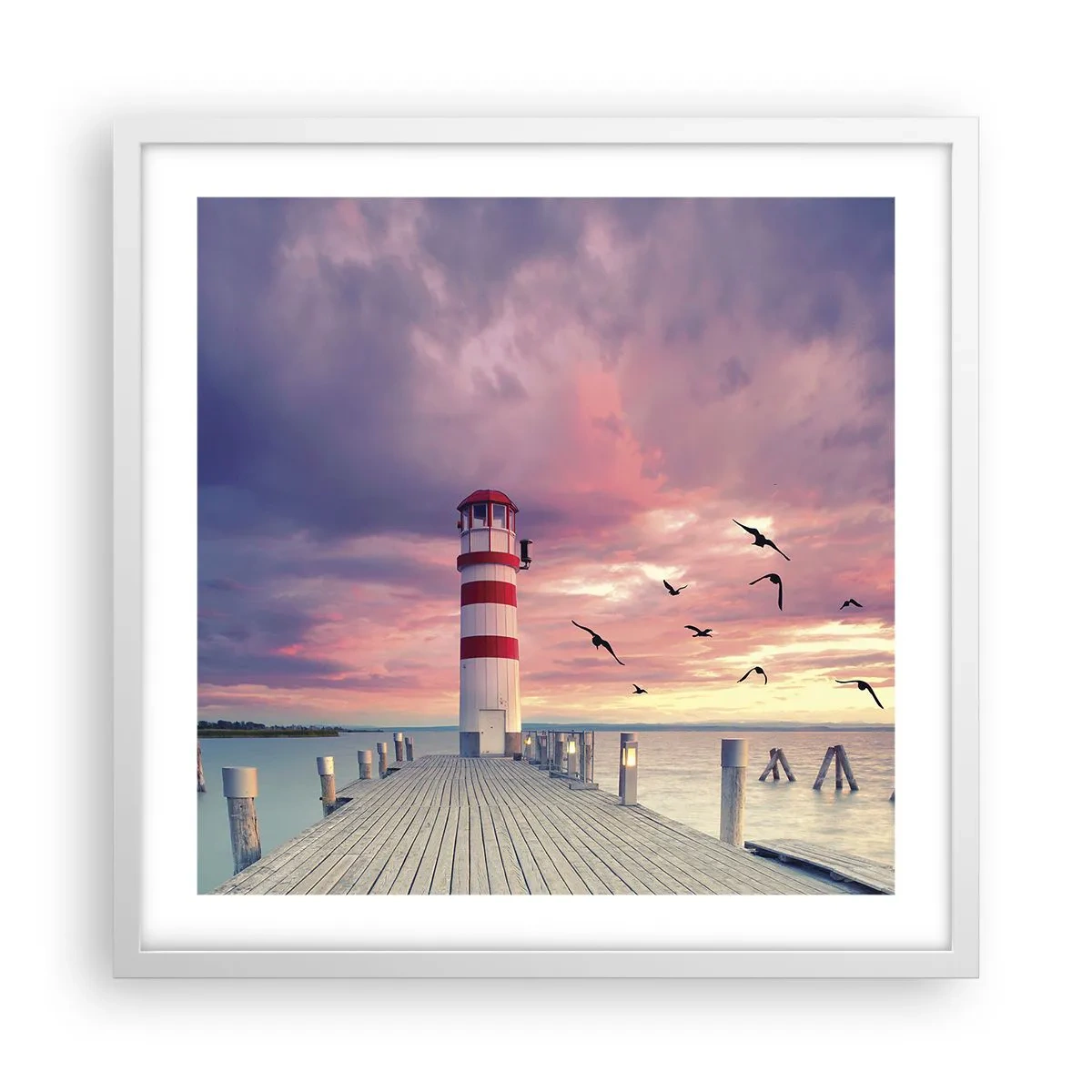 Poster in einem weißen Rahmen - Es ist Zeit zum Hafen zu gehen - 50x50 cm