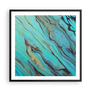 Poster in einem schwarzem Rahmen - Türkisfarbene Flut - 60x60 cm