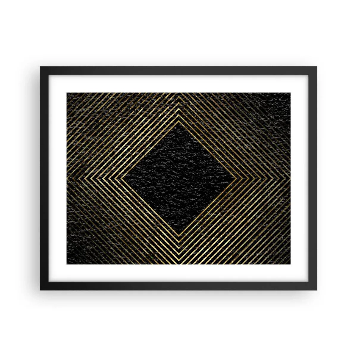 Poster in einem schwarzem Rahmen - Geometrie im glamourösen Stil - 50x40 cm
