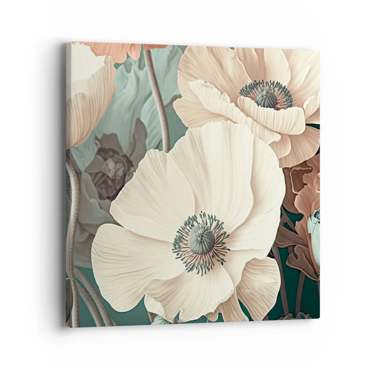 Bild auf Leinwand - Leinwandbild - Flüstern von Mohnblumen - 40x40 cm