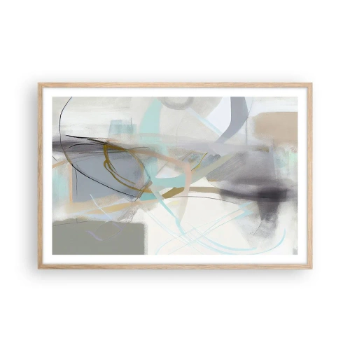 Poster in einem Rahmen aus heller Eiche - Neblige Abstraktion - 91x61 cm