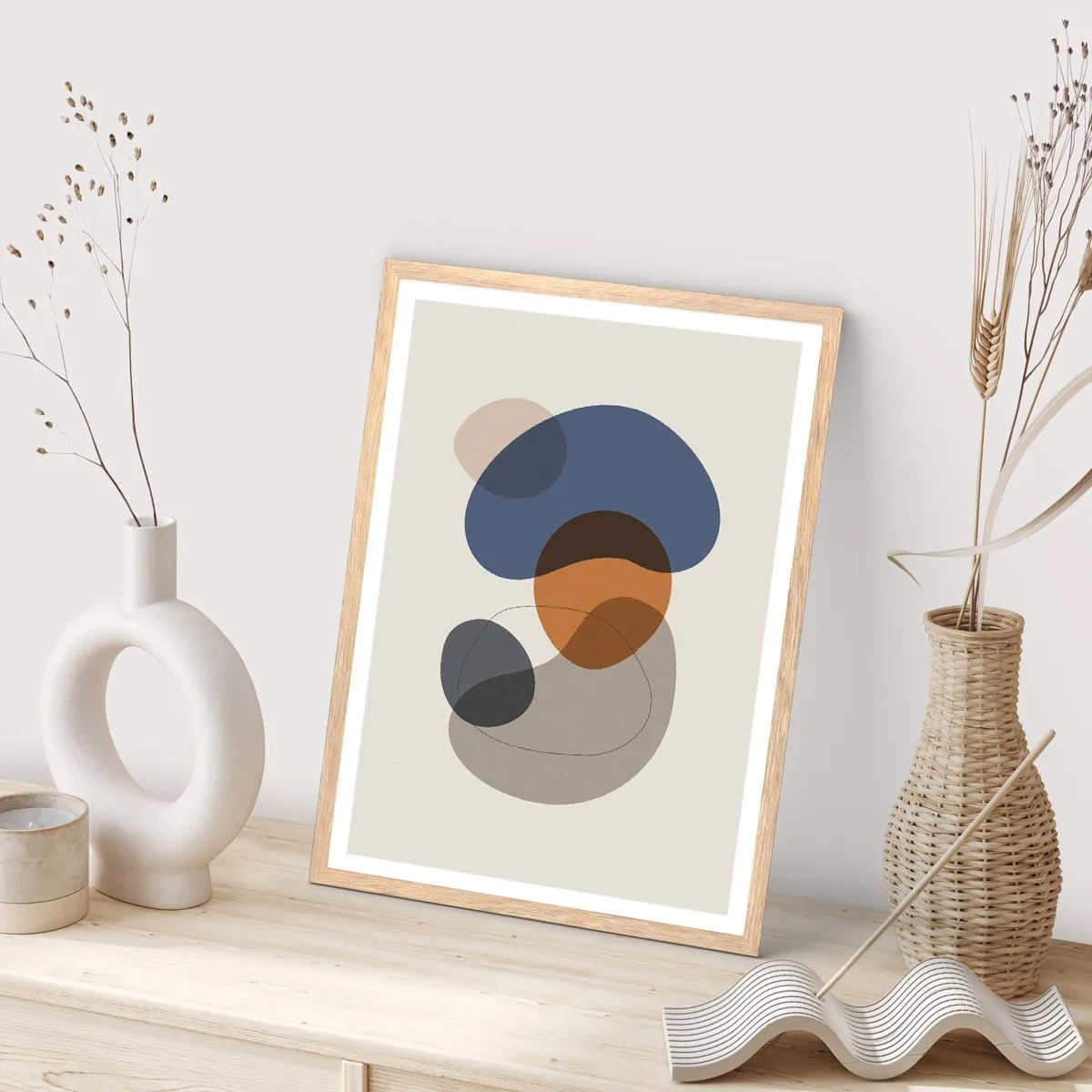 Poster in einem Rahmen aus heller Eiche - Farbtropfen - 40x50 cm