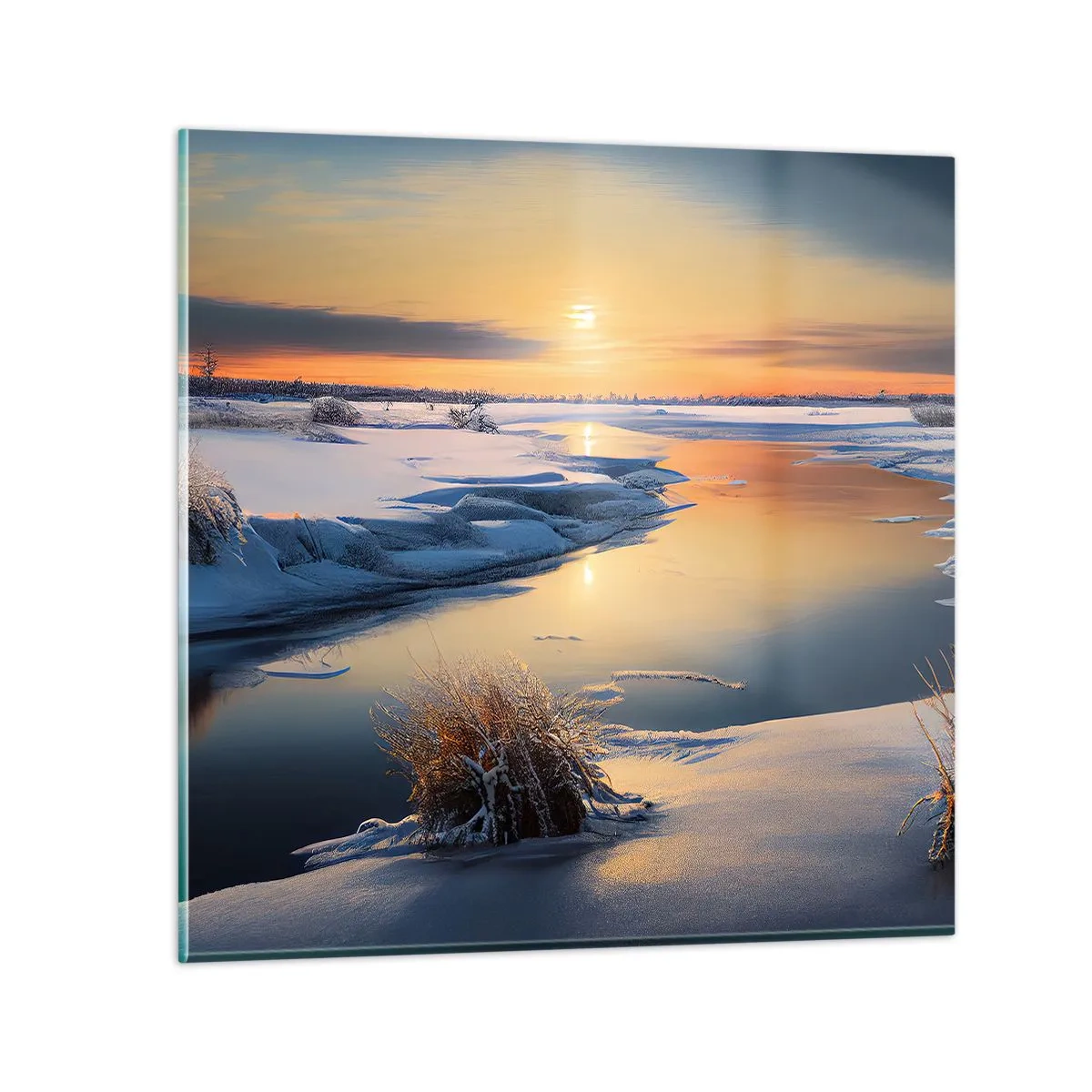 Glasbild - Bild auf glas - Wintersonnenuntergang - 60x60 cm