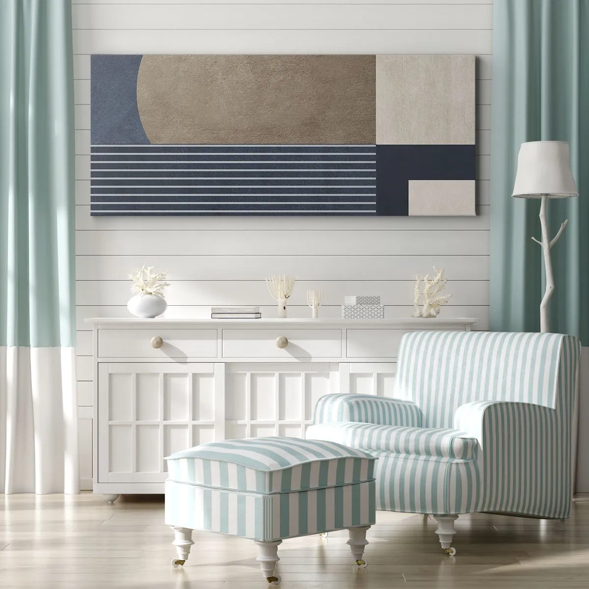 Bild auf Leinwand - Leinwandbild - Komposition aus Einfachheit und Rundheit - 90x30 cm