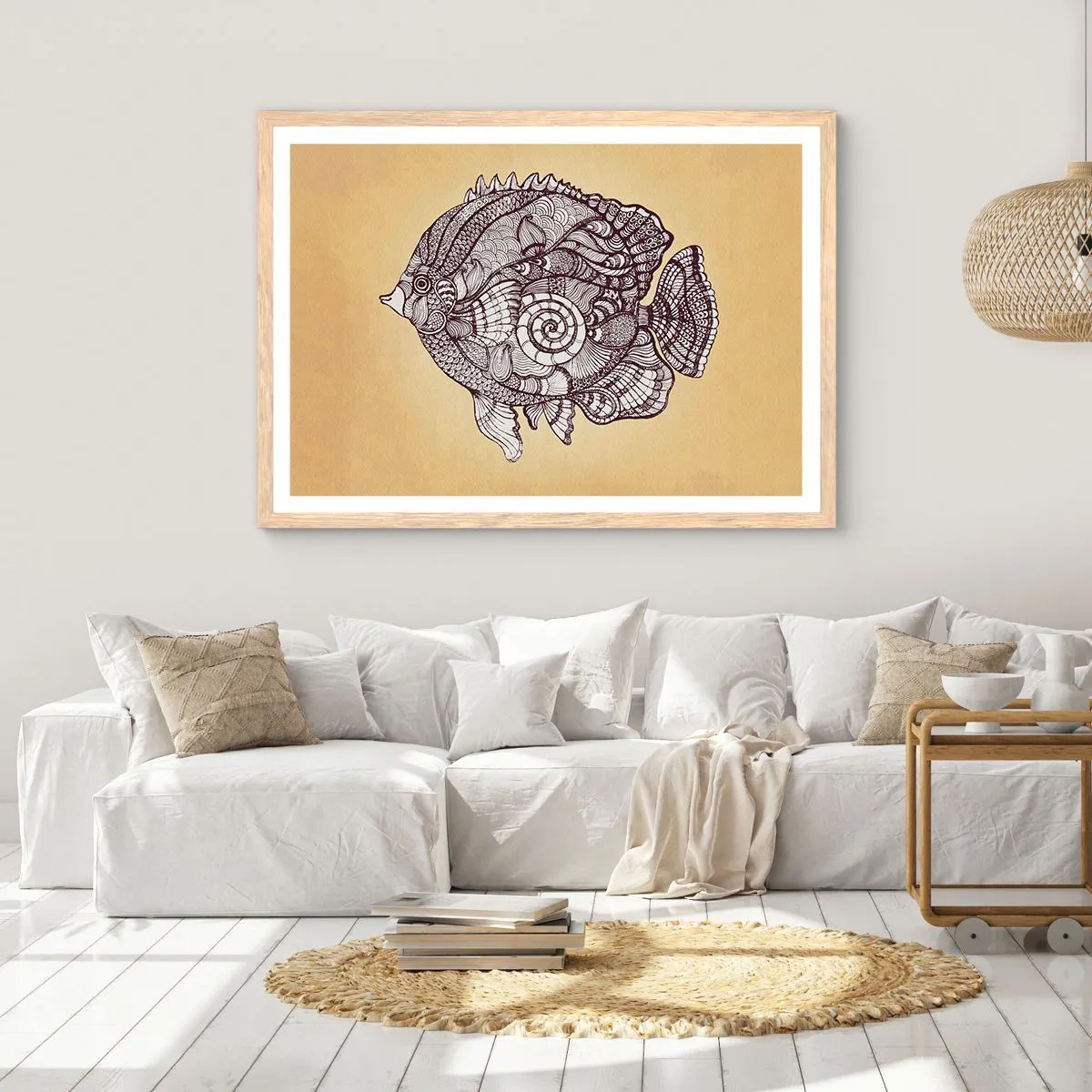 Poster in einem Rahmen aus heller Eiche - Aus dem Ozean der Ornamente - 50x40 cm