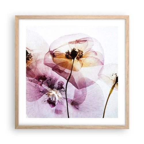 Poster in einem Rahmen aus heller Eiche - Transparente Körperblumen - 50x50 cm