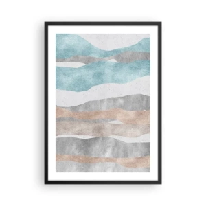 Poster in einem schwarzem Rahmen - Minimalistische Wellen in Blau- und Beigetönen - 50x70cm - Studie über Nähe - Moderne Wanddekoration für Wohnzimmer und Schlafzimmer ARTTOR