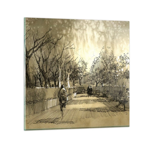 Glasbild - Bild auf glas - Ein Moment mit einer Feder angehalten - 60x60 cm