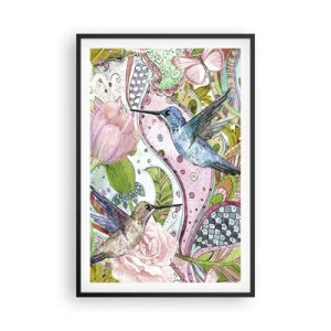 Poster in einem schwarzem Rahmen - Verstrickt in Weinreben - 61x91 cm