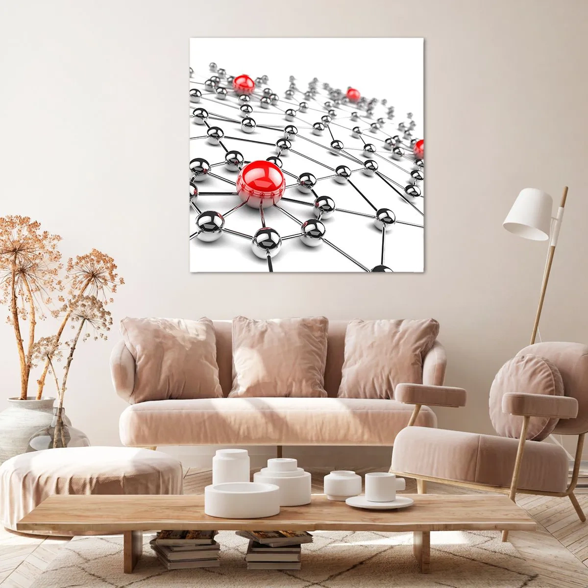 Bild auf Leinwand - Leinwandbild - Silbriges Netz - 60x60 cm