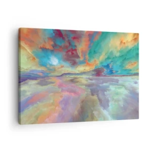 Bild auf Leinwand - Leinwandbild - Bunte Wolkenlandschaft im abstrakten Stil - 70x50cm - Zwei Himmel - Moderne Wanddekoration für Wohnzimmer und Schlafzimmer ARTTOR