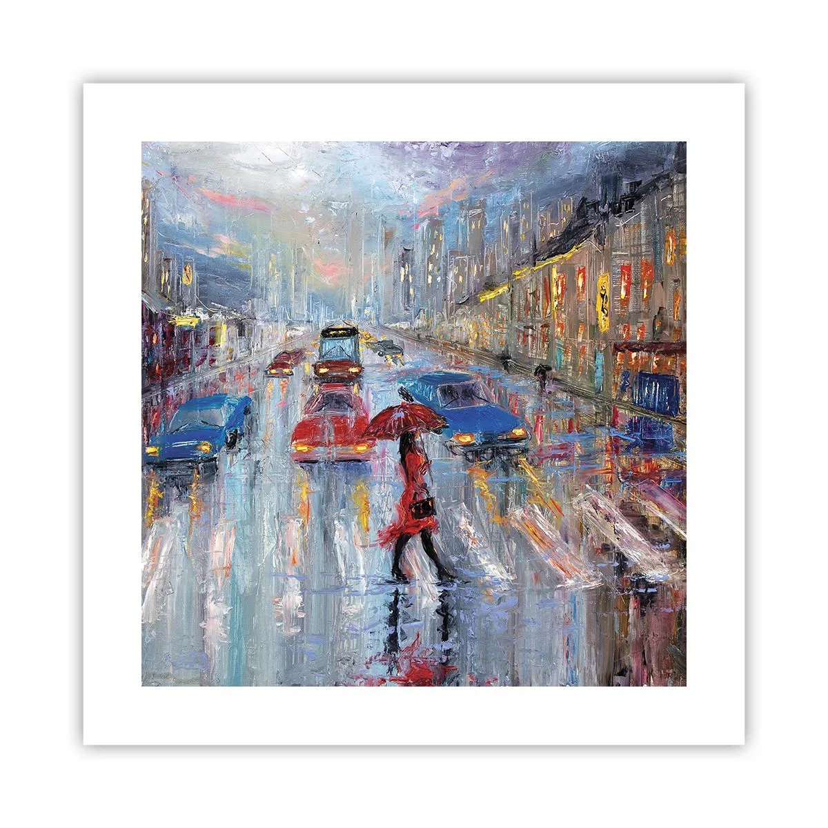 Poster - Regnerischer Nachmittag in der Stadt - 40x40 cm