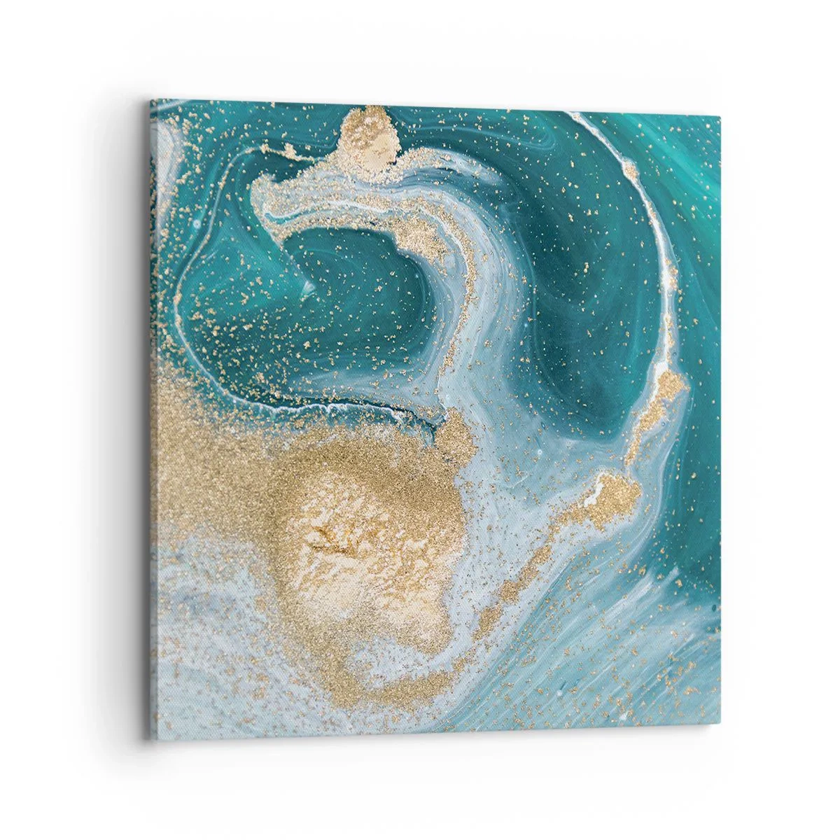 Bild auf Leinwand - Leinwandbild - Ein Strudel aus Gold und Türkis - 70x70 cm