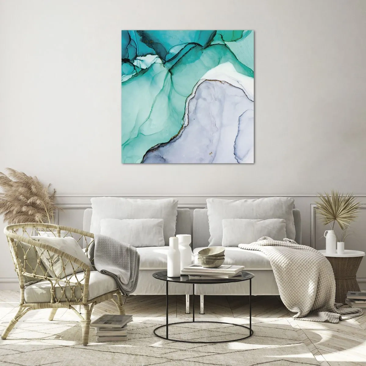 Glasbild - Bild auf glas - Eine Studie in Türkis - 70x70 cm