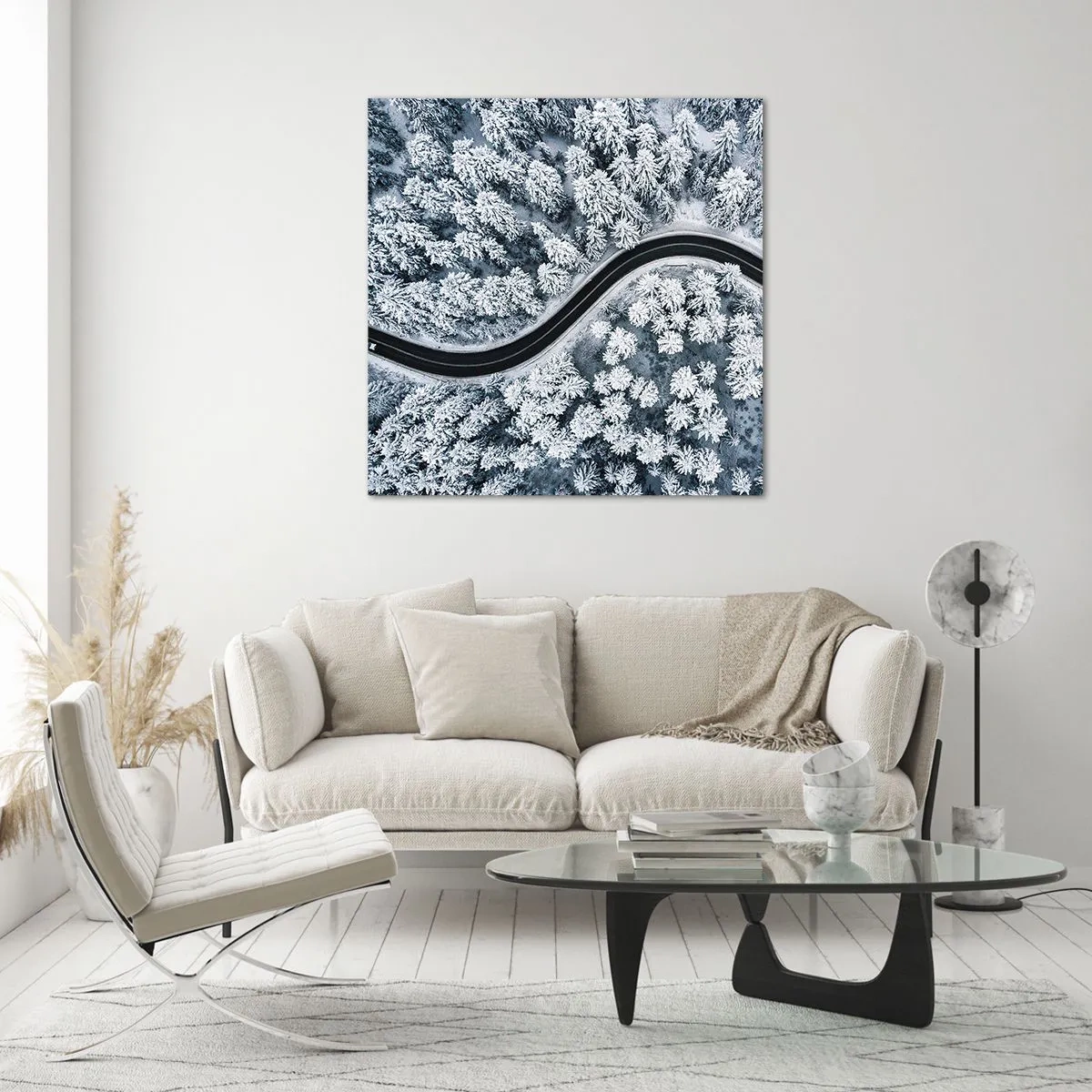 Glasbild - Bild auf glas - Durch den Winterwald - 70x70 cm