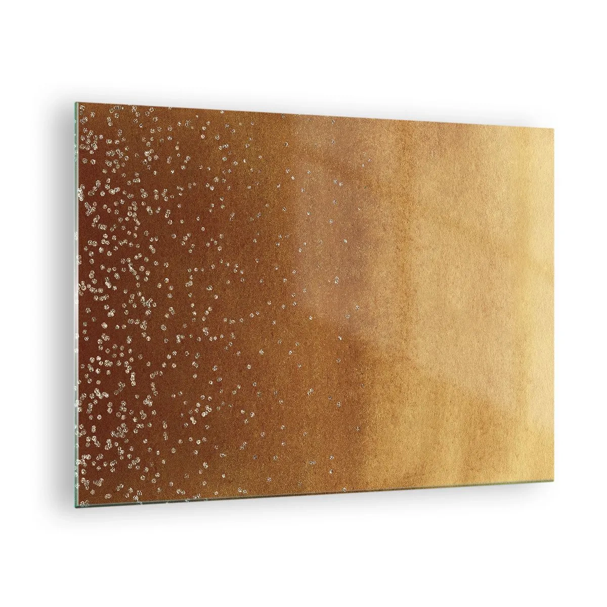 Glasbild - Bild auf glas - Gold abstraktes Muster mit feinen Reflexionen - 70x50cm - Die Geburt des Lichts - Moderne Wanddekoration für Wohnzimmer und Schlafzimmer ARTTOR