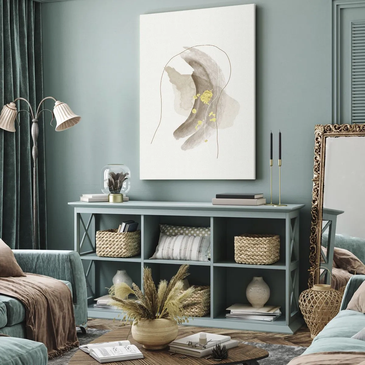 Bild auf Leinwand - Leinwandbild - Im Weltraum begegnet - 55x100 cm