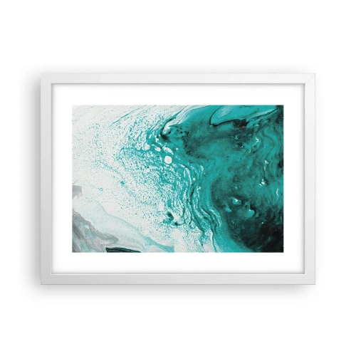 Poster in einem weißen Rahmen - Verschmelzen in Weiß und Türkis - 40x30 cm