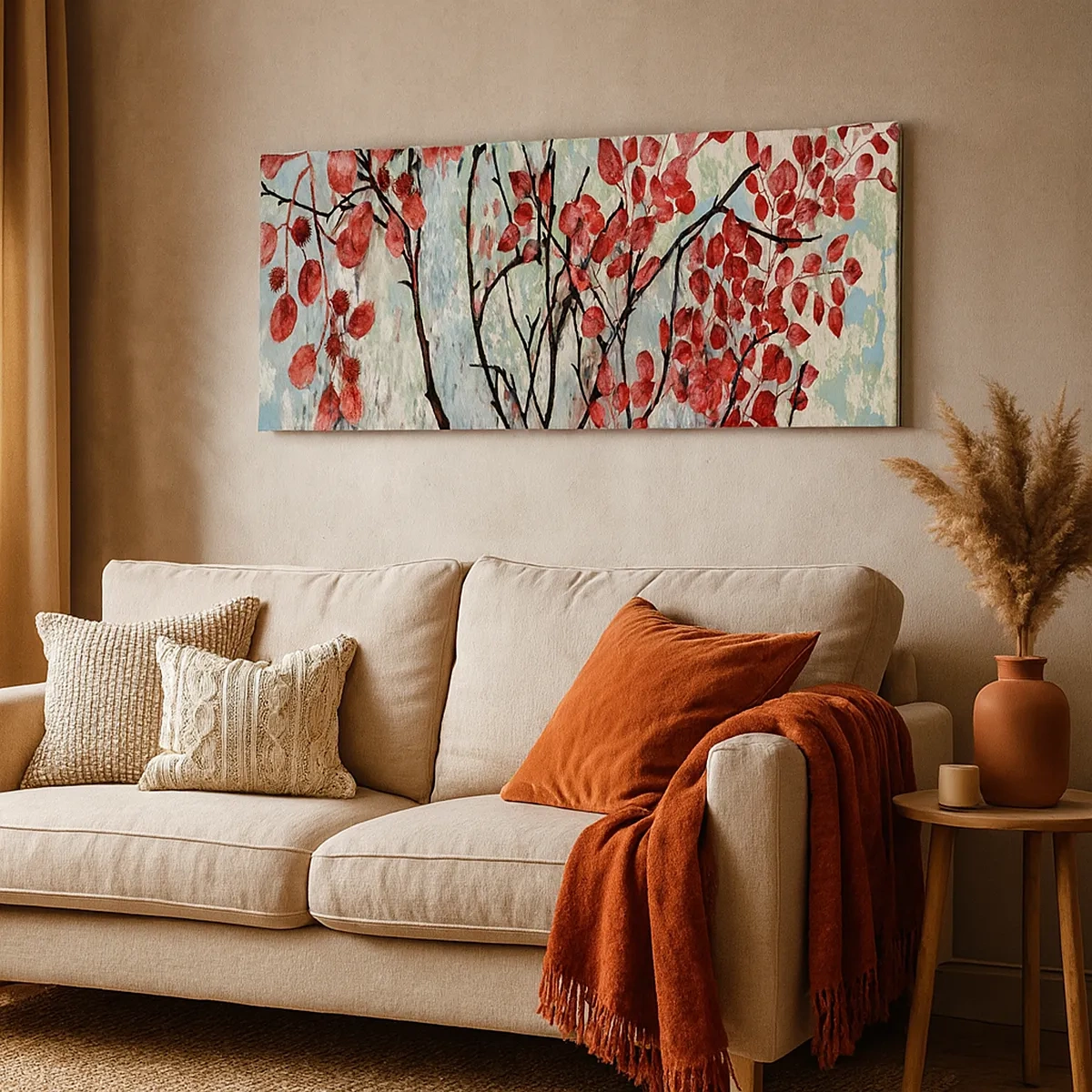 Bild auf Leinwand - Leinwandbild - Baum in Scharlachrot - 30x30 cm