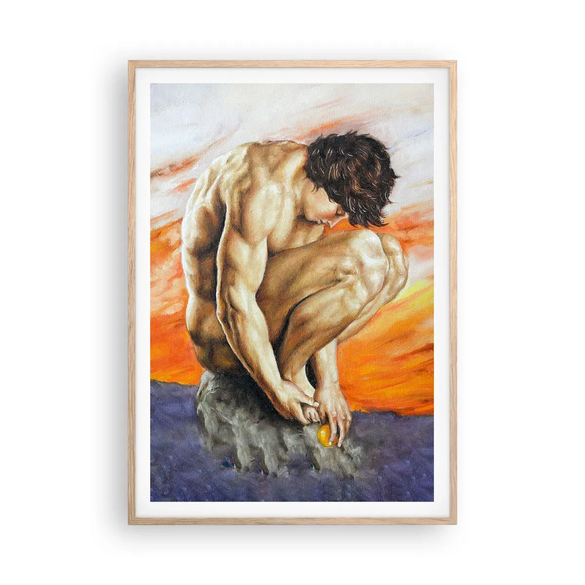 Poster in einem Rahmen aus heller Eiche - In sich versunken - 70x100 cm