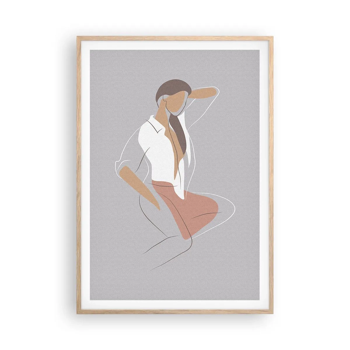 Poster in einem Rahmen aus heller Eiche - Umriss der Anmut - 70x100 cm
