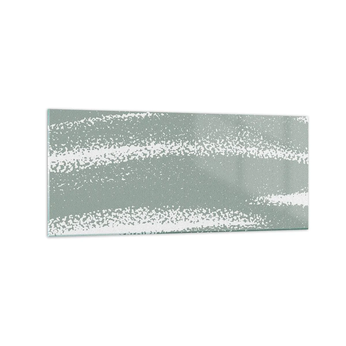 Glasbild - Bild auf glas - Winterwellen in Mint- und Weißtönen - 120x50cm - Abstraktion im Winterklima - Moderne Wanddekoration für Wohnzimmer und Schlafzimmer ARTTOR