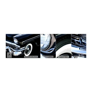 Fototapeten Muster Selbstklebend Deluxe Sticker - Klassiker in Silber, Schwarz und Weiß - Automobil, Auto, weiß und Schwarz - 100x30 cm