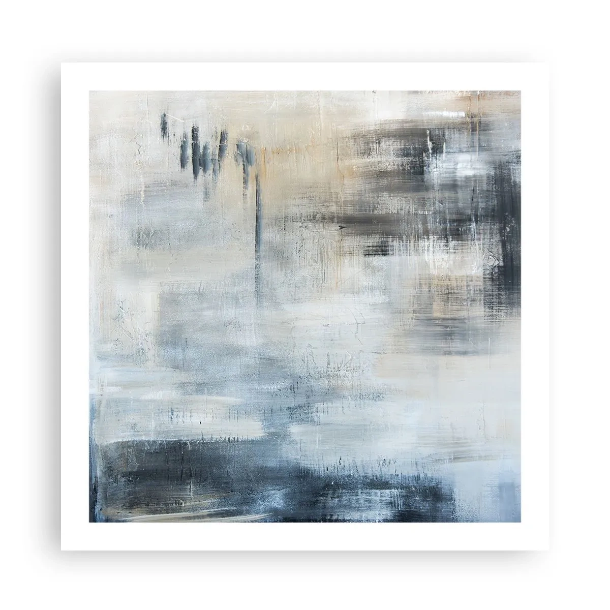 Poster - Hinter dem blauen Vorhang - 60x60 cm