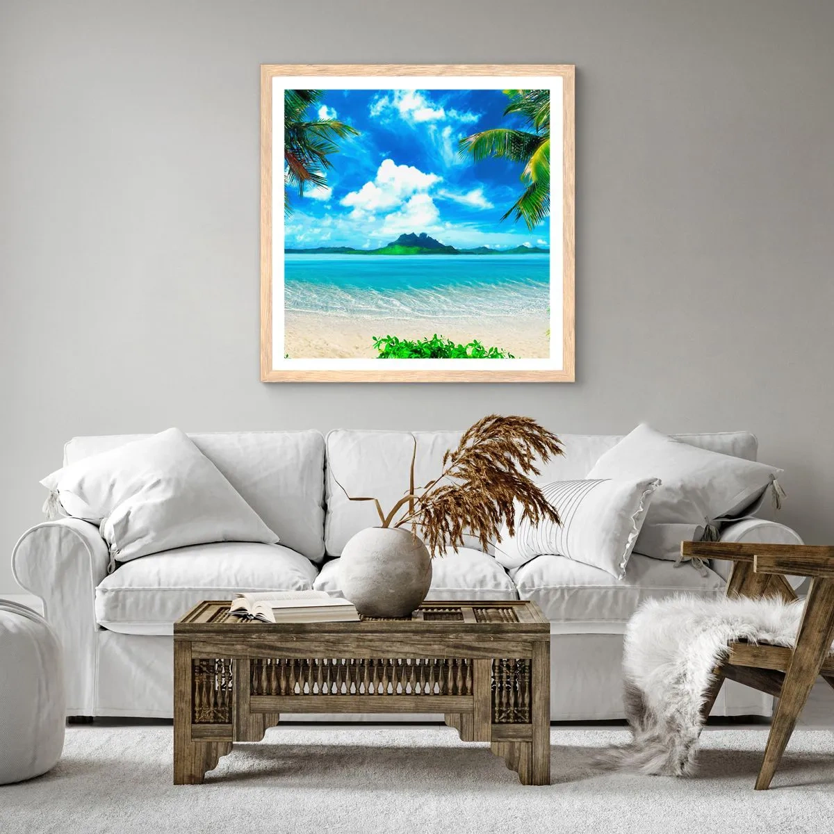 Poster in einem Rahmen aus heller Eiche - Das Azurblau der Tropen - 40x40 cm