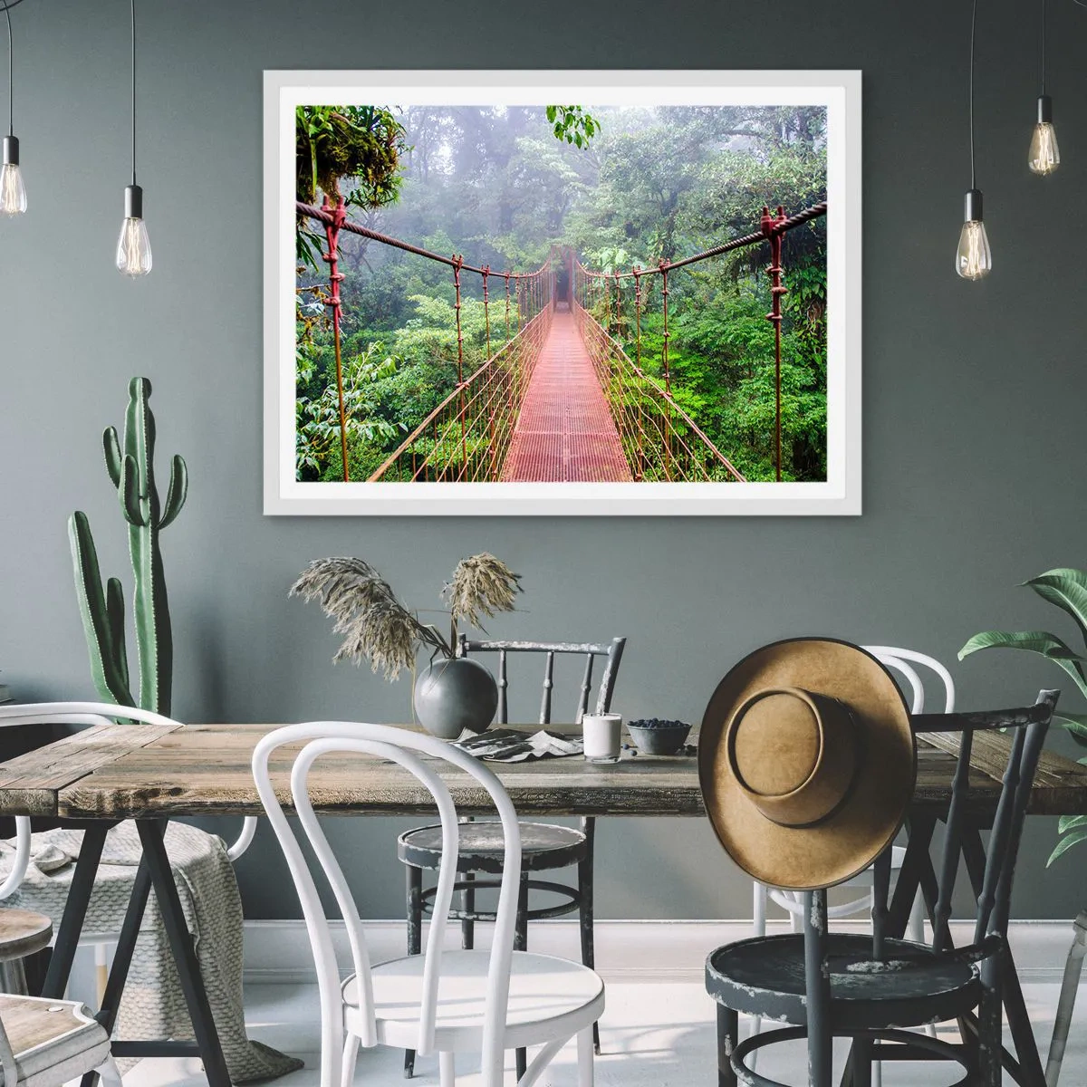 Poster in einem weißen Rahmen - Über den Kronen aufgehängt - 50x40 cm