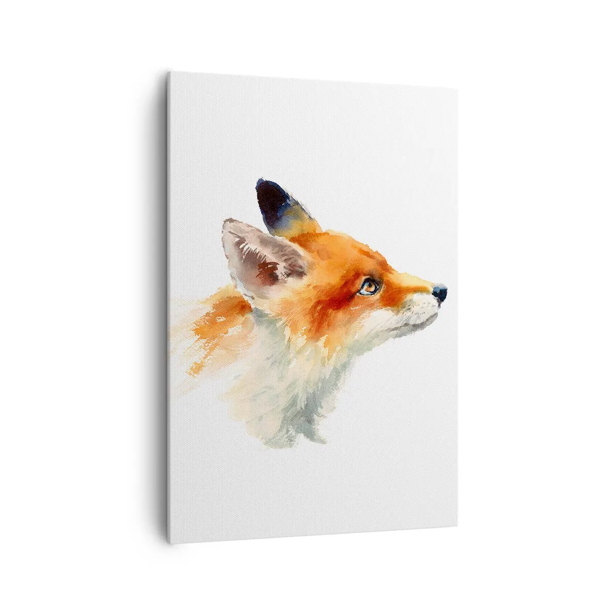 Bild auf Leinwand - Leinwandbild - Rotfuchs im Aquarellstil auf weißem Hintergrund - 70x100cm - Man kann nie vorsichtig genug sein - Moderne Wanddekoration für Wohnzimmer und Schlafzimmer ARTTOR