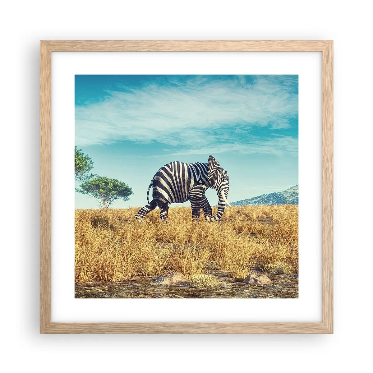 Poster in einem Rahmen aus heller Eiche - Grau ist nicht mehr in Mode - 40x40 cm