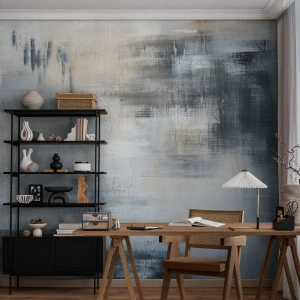 Fototapete Premium Canvas - Hinter dem blauen Vorhang - Stück, Abstraktion, Industriell - 250x175 cm