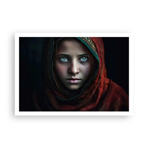 Poster - Porträt einer Frau mit intensivem Blick in warmen Farben - 100x70cm - Prinzessin aus dem Osten - Moderne Wanddekoration für Wohnzimmer und Schlafzimmer ARTTOR